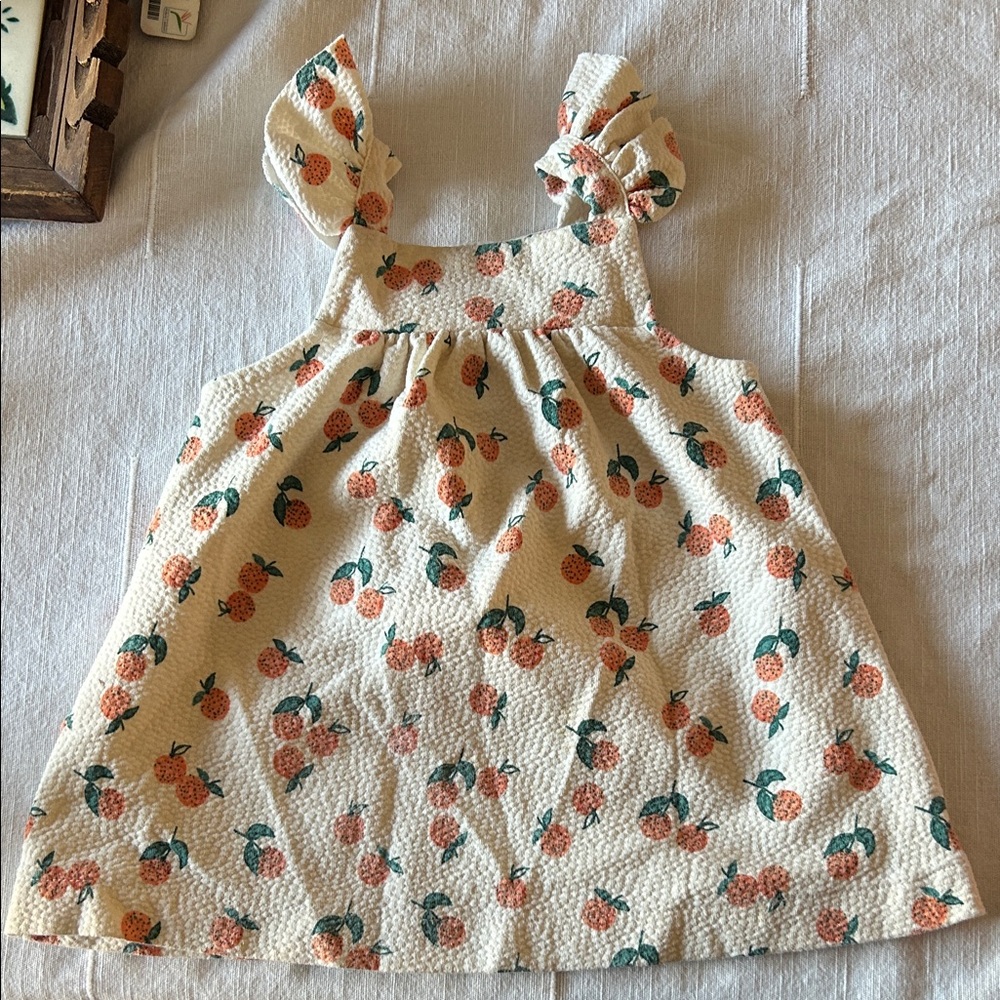 Zara Kids Dress with Orange and Green Floral Pattern